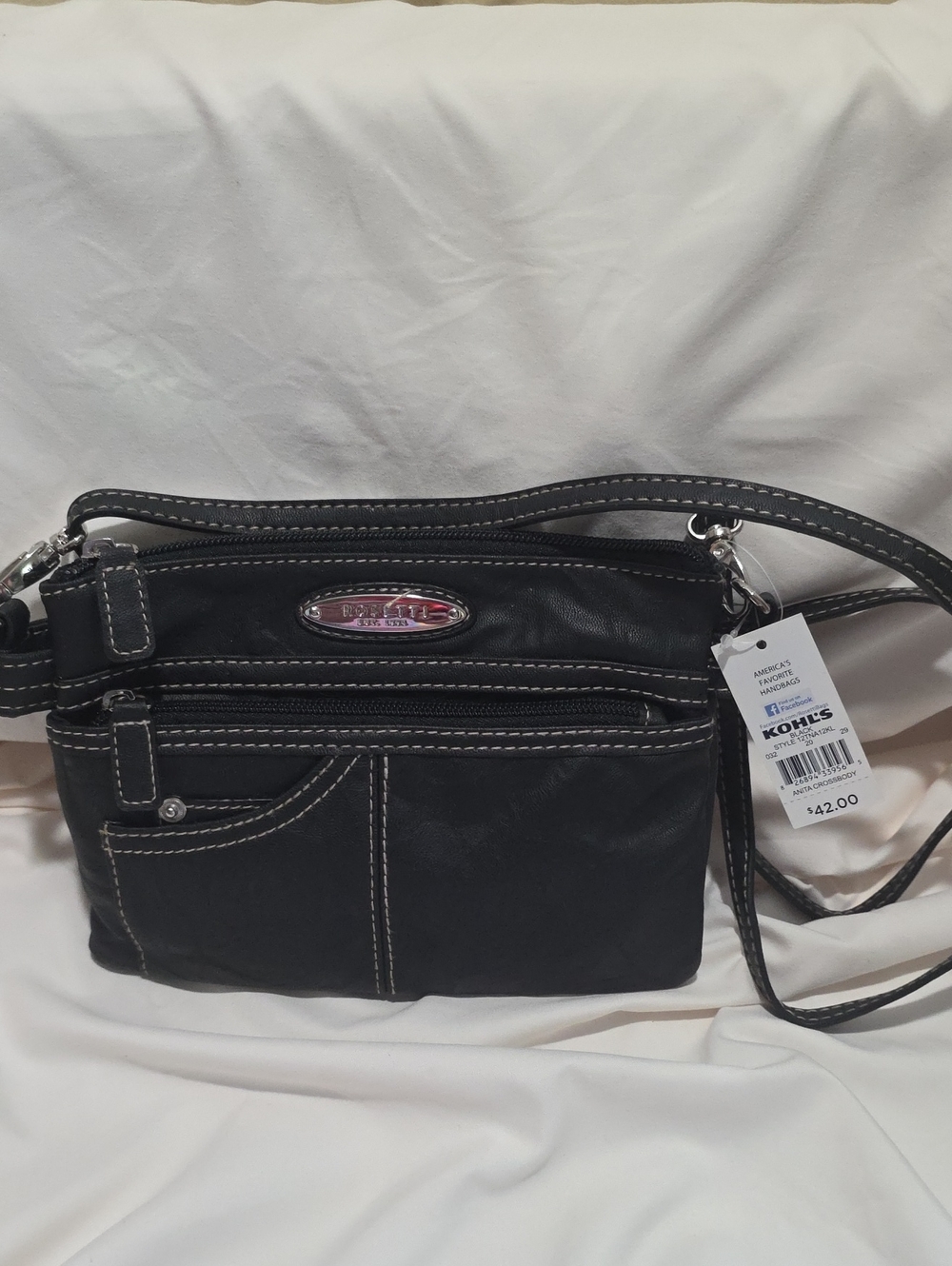 Relic Black Crossbody with White Stitching